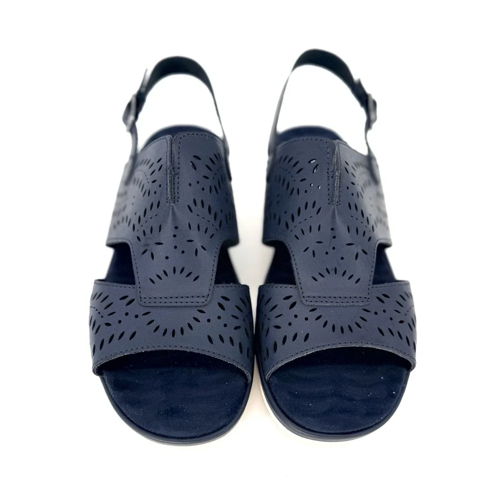 Easy Street Comfort Wave Platform Sandals Primrose Womens Navy 8WW Casual